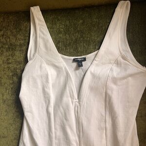 Express Women's White Deep V-Neck Tank Body suit